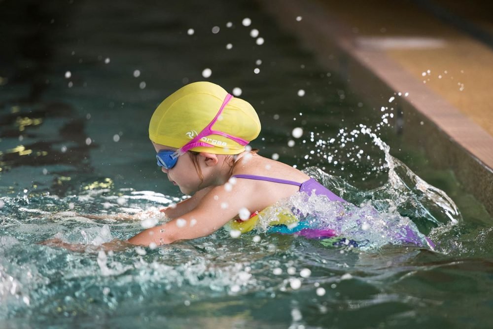 girl about to swim