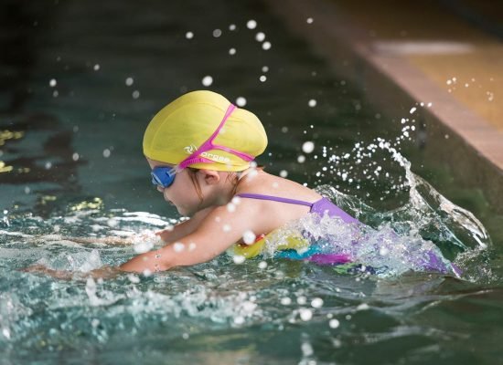 girl about to swim